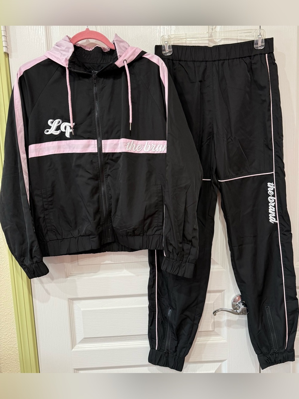 LF Black and Pink Embroidered Track Suit